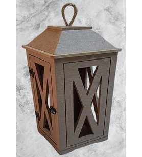 Hobi Adn 90236 Dekoratif Fenerlik Kare CNC Kesim Ahşap MDF Eskitme Menteşe El Yapım (Ham)
