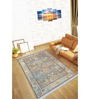Çok Renkli Çerçeveli Dokuma Pamuk Taban Kaymaz Kilim KLM093