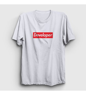 Presmono Unisex Beyaz Logo Developer Yazılımcı T-Shirt 336108tt (Beyaz)