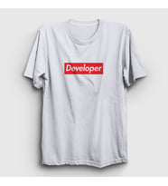 Presmono Unisex Beyaz Logo Developer Yazılımcı T-Shirt 336108tt (Beyaz)