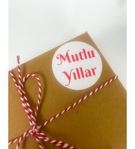 Mutlu Yıllar Kırmızı Yazılı 4 cm Yuvarlak Sticker Etiket 120 Adet