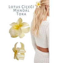 LOTUS MANDAL SAÇ TOKASI AKRİLİK PARLAK (SARI BEYAZ) (Mavi)