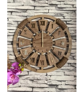 Dekoratif Ahşap Duvar Saati 40 cm