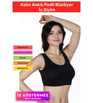 Yeni Sezon Rahat Sıkılaştırıcı Toparlayıcı Şekillendirici Kadın Dikişsiz Kalın Askılı Pedli Bustiyer (Siyah)