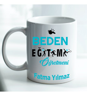 Kişiye Özel İsim ve Fotoğraf Baskılı Beden Eğitimi Öğretmeni Temalı Kupa Bardak No:001