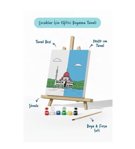 Kırmızı Kubbeli Cami Şövaleli Boya Seti 20x20