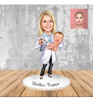 Sağlıkçıya Özel Kadın Bebek Doktoru Kişiye Özel Hediye Ahşap Karikatür Biblo