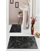 Füme Mermer Görünümlü Banyo Halısı Klozet Paspas Seti BS015
