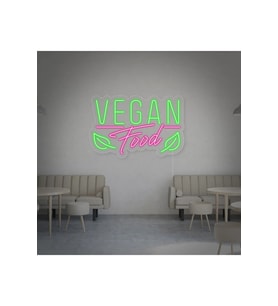 VEGAN Food Yazılı Neon Tabela