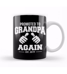 Funny Promoted To Grandpa Again 2019 Grandfather Kupa Bardak Porselen