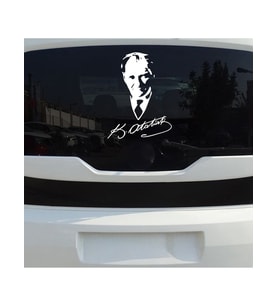 Atatürk İmza Arka Cam Sticker 30Cm