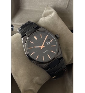 Kutulu Takvim Özellikli Metal Kordon Modern Erkek Kol Saati Siyah Rose Gold Renk Yılbaşı Hediyesi Kocaya Erkeğe Abiye Sevgiliye Kardeşe Babaya Eşe Kocaya Doğum Günü Yıl Dönümü İçin Kol Saati Hediye Sevgililer Günü Hediyelik Saat