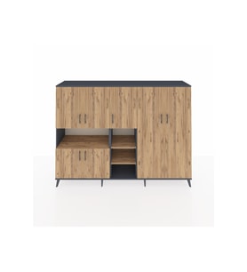 Hyperion Dolap 13 Raflı 7 Kapaklı 220x44x163 Antrasit-Çam