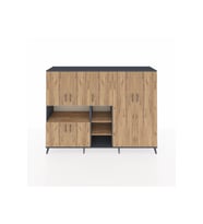 Hyperion Dolap 13 Raflı 7 Kapaklı 220x44x163 Antrasit-Çam