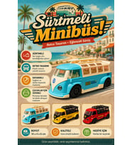Sürtmeli Nostaljik Oyuncak Minibüs - Klasik Retro Vosvos Tasarımlı Araba 14 cm