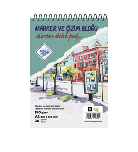 Art Liva Marker ve Çizim Defteri 190 gr 20 yp A5 