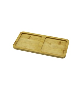 2 BÖLMELİ DİKDÖRTGEN AHŞAP BAMBU YAĞDANLIK ALTLIK MİNİ TEPSİ 20X10X0.8CM (5343)