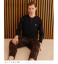Pijamoni Erkek Süprem Uzun Kol İnce Pijama Takımı 6300 / 3 - 1 Adet (Siyah)