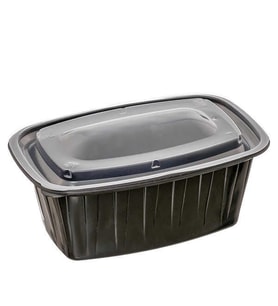 ŞeyliŞeyler Tek Bölmeli Kapaklı Siyah Yemek Kabı (Isıya Dayanıklı) 750 gr 100 Adet