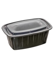 ŞeyliŞeyler Tek Bölmeli Kapaklı Siyah Yemek Kabı (Isıya Dayanıklı) 750 gr 100 Adet