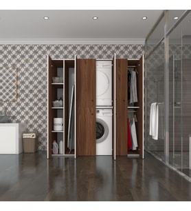 Kenzlife çamaşır-kurutma makinesi dolabı ve giysi dolabı suyuti sol cvz 180*170*60  banyo (Beyaz)