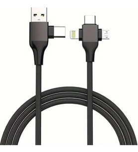Lexroo USB Type-C 5'i 1 Arada Çoklu Hızlı Şarj Kablosu Lightning Micro Usb 1m Siyah