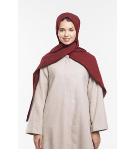 JAKAR Desen Jakarlı Modal Seri Şal Eşarp Askısı ile Birlikte 75x200 cm Kırmızı B
