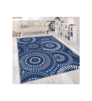 Rovigo Home Dijital Baskı Yıkanabilir Kaymaz Taban Salon Halısı  RVG1811 (Mavi)