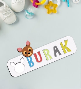 BK Toys Çocuklara Özel İsimli Figürlü Ahşap Eğitici Yapboz Puzzle-17