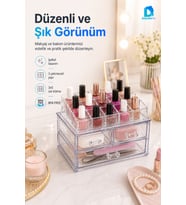 Prizmatik Çok Bölmeli Oje ve Takı Organizeri 23x14x16 cm