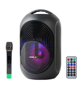 Shile SL-2018A El Mikrofonlu-Kumandalı Usb Sd Kart Bluetooth Rgb Işıklı Taşınabilir Şarjlı Seyyar Anfi Hoparlör