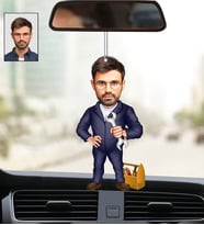 Kişiye Özel Fotoğraflı Tamirci Tasarımlı Karikatür Araba Dikiz Ayna Süsü