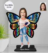 Kişiye Özel Kelebek Kadın Ahşap Eco Biblo -3