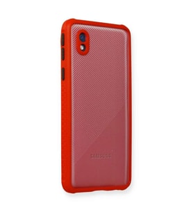 Samsung Galaxy A01 Core Kılıf Miami Şeffaf Silikon - Kırmızı