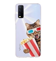 PrintiFy Vivo Y11s ile Uyumlu 1mm Slim Fit Kedi 1 050b Baskılı Şeffaf  Kılıf
