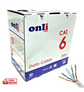 Onli 305Mt 24AWG UTP CAT6 Network Kablosu Gri Yerli Üretim