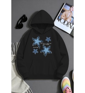Unisex Eternal Light Baskılı Oversize Sweatshirt (Siyah)