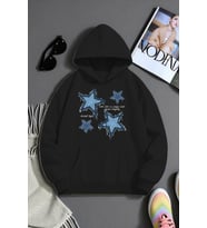 Unisex Eternal Light Baskılı Oversize Sweatshirt (Siyah)
