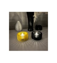 Alvera Modern Çizgili Mumluk – 3D Baskı Tealight Mumluk (1 Adet)-Sarı