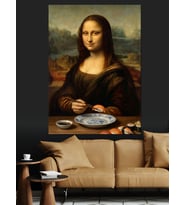 Mona Lisa Modern Yemek Masasında Dekoratif Kanvas - Mdf Ahşap Tablo
