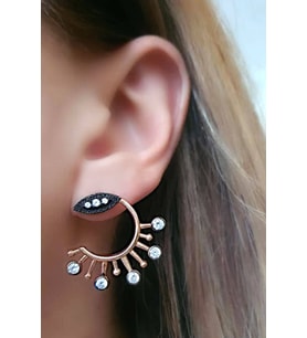 Elmas işçiliğinde zirkon taşlı gümüş rose trend küpe