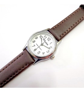 Marlas Retro Kadın Saati, Vintage Tasarım, Klasik, Gümüş Kasa Rengi, Minimal Tasarım, Koyu Kahverengi Kayış Kordon, Beyaz Kadran