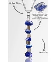 Sertifikalı AAA+ Kırık Taşlı Model Lapis Lazuli Taşı Kolye (Çok Renkli)