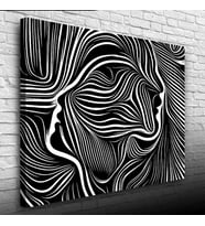 Soyut İnsan Portresi Siyah Beyaz Kanvas Tablo 50 x 70