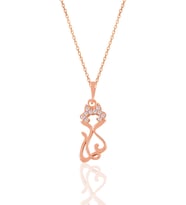Söğütlü Silver Gümüş rose zirkon taşlı süslü kedi kolye