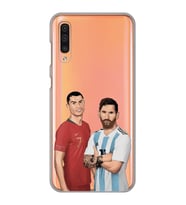 Samsung Galaxy A70 Uyumlu Cristiano Ronaldo & Lionel Messi Tasarımlı Şeffaf Telefon Kılıfı