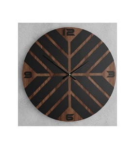 AS TASARIM LAZER Focus Serisi Modern Duvar saati 45 cm (SİYAH-CEVİZ)