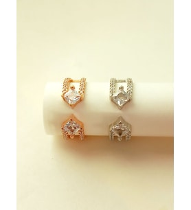 18 Ayar Altın Kaplama  Baget Gold Kare Vintage Tasarım Kadın Gümüş Yüzük Doğum Günü Hediye (Rose - Gold)