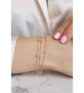 925 Ayar Gümüş Toplu Üç Zincirli Rose Gold Bileklik - B084101