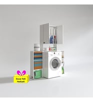 Kenzlife çamaşır makinesi dolabı veronikamaks byz 180*096*20 banyo arkalıksız raflı + tekli duvar rafı hediyeli (Karışık)
